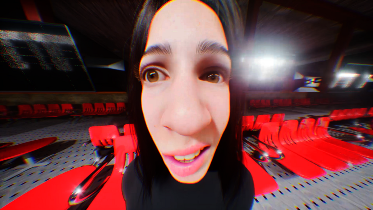 Close-up eines verzerrten Gesichts